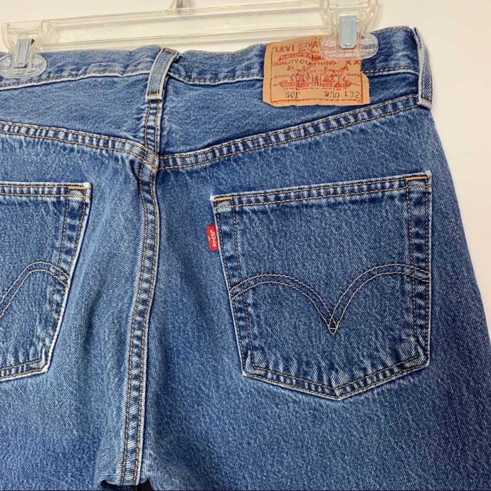 Levi’s Cropped 501 Cutoff Denim Jeans Tapered - Picture 4 of 7